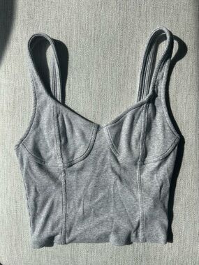 Aerie Grey Ribbed Crop Top